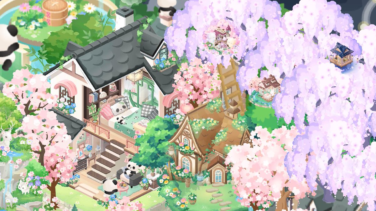 horn2_pl's tweet photo. 桜満開パンダのお庭
#ピグライフふしぎな街の素敵なお庭 https://t.co/lemQkyRi70