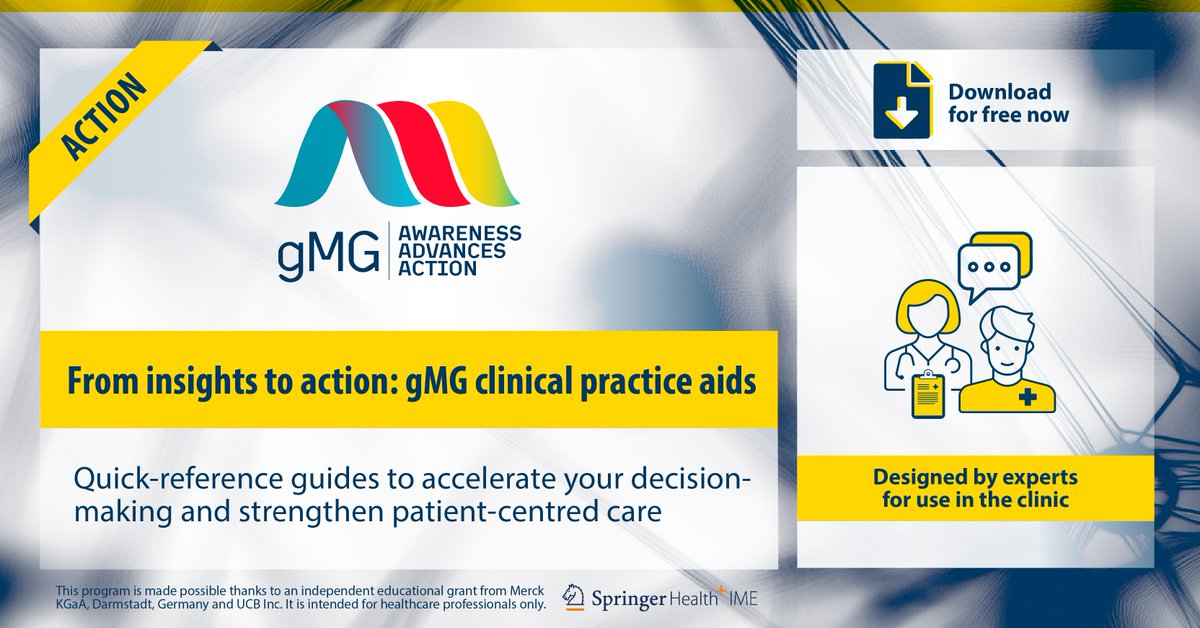 SpringerIME's tweet photo. Gain the latest clinical insights into generalized myasthenia gravis (gMG) in preparation for EAN 2026 using our free, expert-authored practice aids.