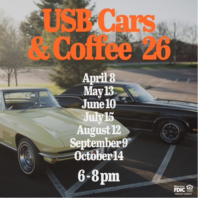 USavings_Bank's tweet photo. Cruise-In season is back! 🚗☕ Join us for USB Cars &amp; Coffee Cruise In on the 2nd Wednesday of every month from 6-8 PM. Great cars, great company, and even better vibes – can’t wait to see everyone out there this year! #CarsAndCoffee #CruiseIn #CarCommunity #CarLovers https://t.co/HI7D19Ku4R