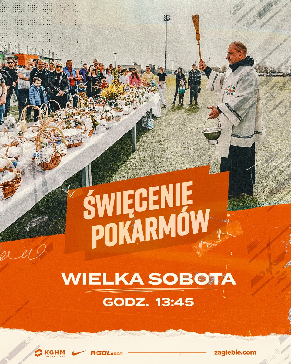 🐣 Zgodnie z coroczną tradycją serdecznie zapraszamy wszystkich kibiców Miedziowych na wspólne święcenie pokarmów wielkanocnych, które odbędzie się w Wielką Sobotę ok. godz. 13:45 przy boisku nr 4, na którym swój mecz będzie rozgrywał II zespół KGHM Zagłębia Lubin.

Ceremonię