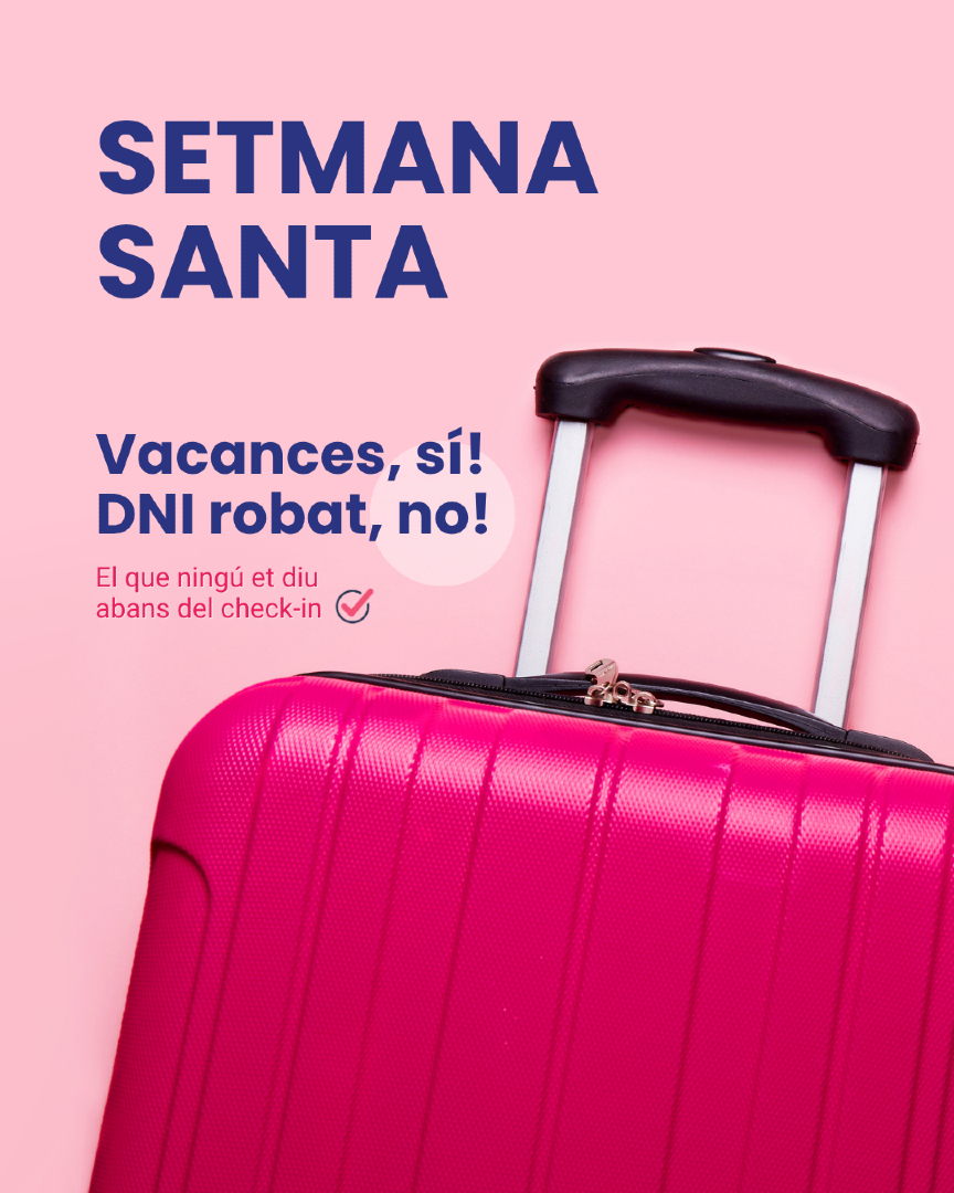Defensatt's tweet photo. Cada Setmana Santa, milers de DNIs es filtren des de recepcionistes d'hotel.
Tu probablement el deixes sense pensar-hi dues vegades.

Llisca 👉 i aprèn a protegir la teva identitat abans del check-in.

Defensa't · Ciberseguretat al teu abast

#semanasanta #ciberseguretat #dni #hotels #defensatt #protecciodedades #vacances