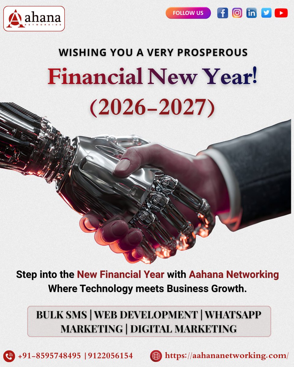 AahnaNetworking's tweet photo. Step into FY 2026–27 with new goals &amp; stronger growth 
At Aahana Networking, we help businesses scale with smart digital solutions
📈 Your Growth. Our Commitment.
+91-8595748495
https://t.co/yj4WHTBeJS
#businessgrowth #digitalmarketing #seo #startupindia #aahananetworking https://t.co/HcMnCMynLY