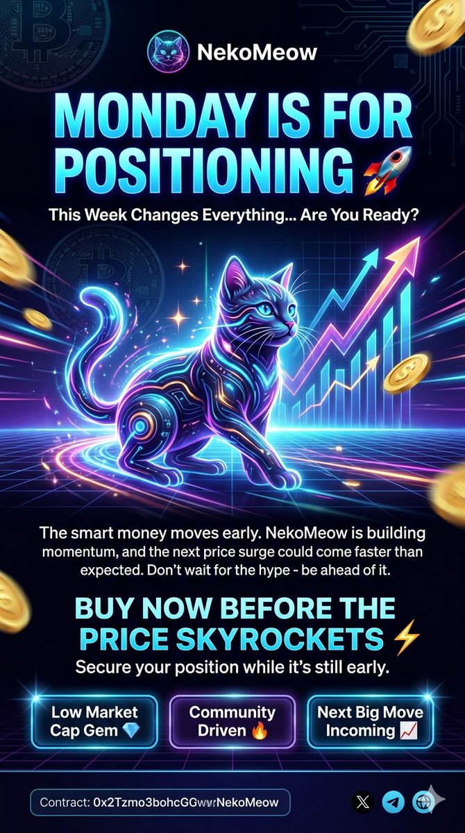 IamCryptoGuru1's tweet photo. $NekoMeow:  changing lives and shaping industries.💪
 Invest in a project that's creating real impact and unlocking new possibilities! 💡
#LowMarketCap #StrongAndVibrantCommunity..
#DevOnFire🔥
#ManyMore....
C.A.👇🏻
0x103c164727572d7a0be8021f3d9274f0eb9f4cf8
@Sob__NE@PhEmmanuelO https://t.co/tpn1zcViOh