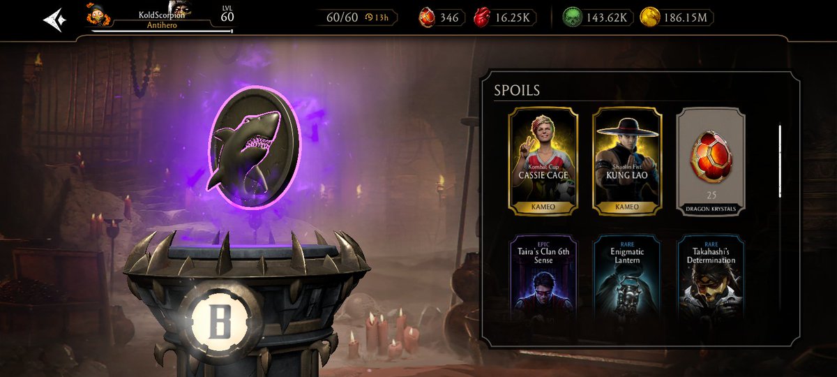koldscorpion's tweet photo. Not a bad way to complete the current #Krypt season in #MKMobile ahead of update 7.2 ๐ฃ๐ฏ.
The other two Krypt endings were the best ones I got while update 7.1.1 lasted.
Anyway, let's see the amount of surprises the new update will come with.
Let's go! ๐ https://t.co/v9m31VC7FZ