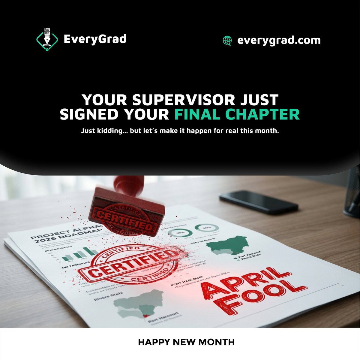 EveryGrad's tweet photo. 👉 "I have approved your work." ... April Fools! 😂

 But no worry, we go make am happen this month. 

Happy New Month EveryGradites! 🏛️🚀

 #EveryGrad #NewMonth #April1st https://t.co/AjqrpLvi9t