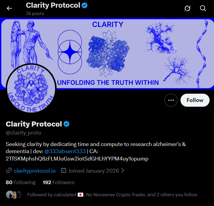 DegenCapitalLLC's tweet image. Clarity Protocol | $FOLD
75k mcap

A Desci project that allows you to do protein folding at home locally through AI tools like Alphafold / Collabfold

Uses AI to scan through Pubmed and other biology data sets to give you useful info

2TfSKMphshQ8zFLMJuGsw2iotSdGHLhYYPM4uy1opump