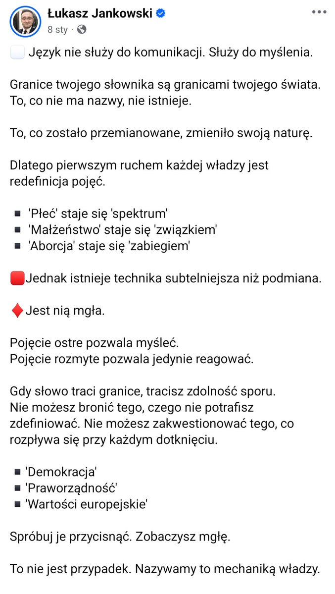 l_jankowski's tweet image. W pełni popieram.
Po ostatnich debatach dochodzę do wniosku że tu jest problem.

Modernizm i relatywizm działają właśnie na tej zasadzie. 
Mieszają chronologię, rozmywają definicje. 

Kto kontroluje słowa, kontroluje debatę.

#NEI