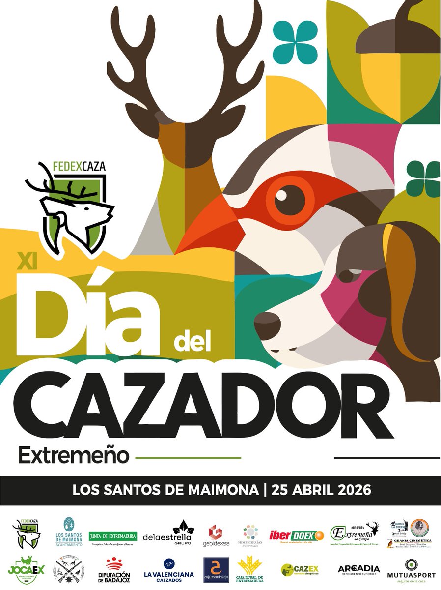 🟢 El día en el que el mundo rural se junta.
Cazadores, familias… todos en una misma jornada 🦌

📍 Los Santos de Maimona
📅 25 de abril de 2026

👉 Y ahora sí… empieza la cuenta atrás
👉 Desde hoy iremos anunciando todas las actividades

🔗 Más info: fedexcaza.com/el-xi-dia-del-…