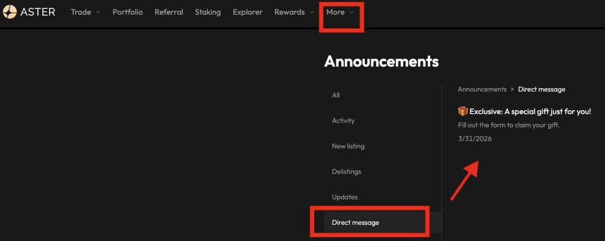 astermaxxing's tweet photo. Who doesn't love a surprise? #astermaxxing 🎁

While the market focuses on noise, #aster 🥷 focus on rewarding our backbone: The Stakers. > A "Special Gift" has been dispatched to your account. Follow the guide in the image below to claim yours.
Sustainable growth means looking after the people who align with the vision. 💎🚀
@cz_binance @Leonard_Aster @Aster_DEX 
#ASTER  #CommunityFirst #Web3