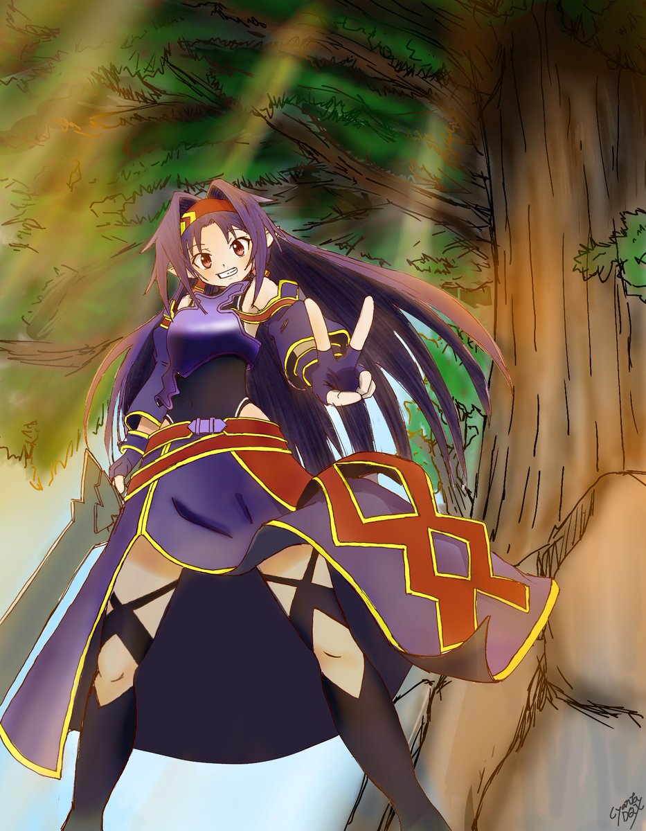 描き始め(気づき)が当日という大失態により大遅刻、細部も荒いですが何とか形になったかな？てな訳で
ソードアート・オンラインより ユウキ
描けました！
視聴時は元々この手の話に弱いのは勿論色々リアルと重なり見事に決壊したなぁ。
遅刻の為タグは無しにてひっそり失礼します^^;