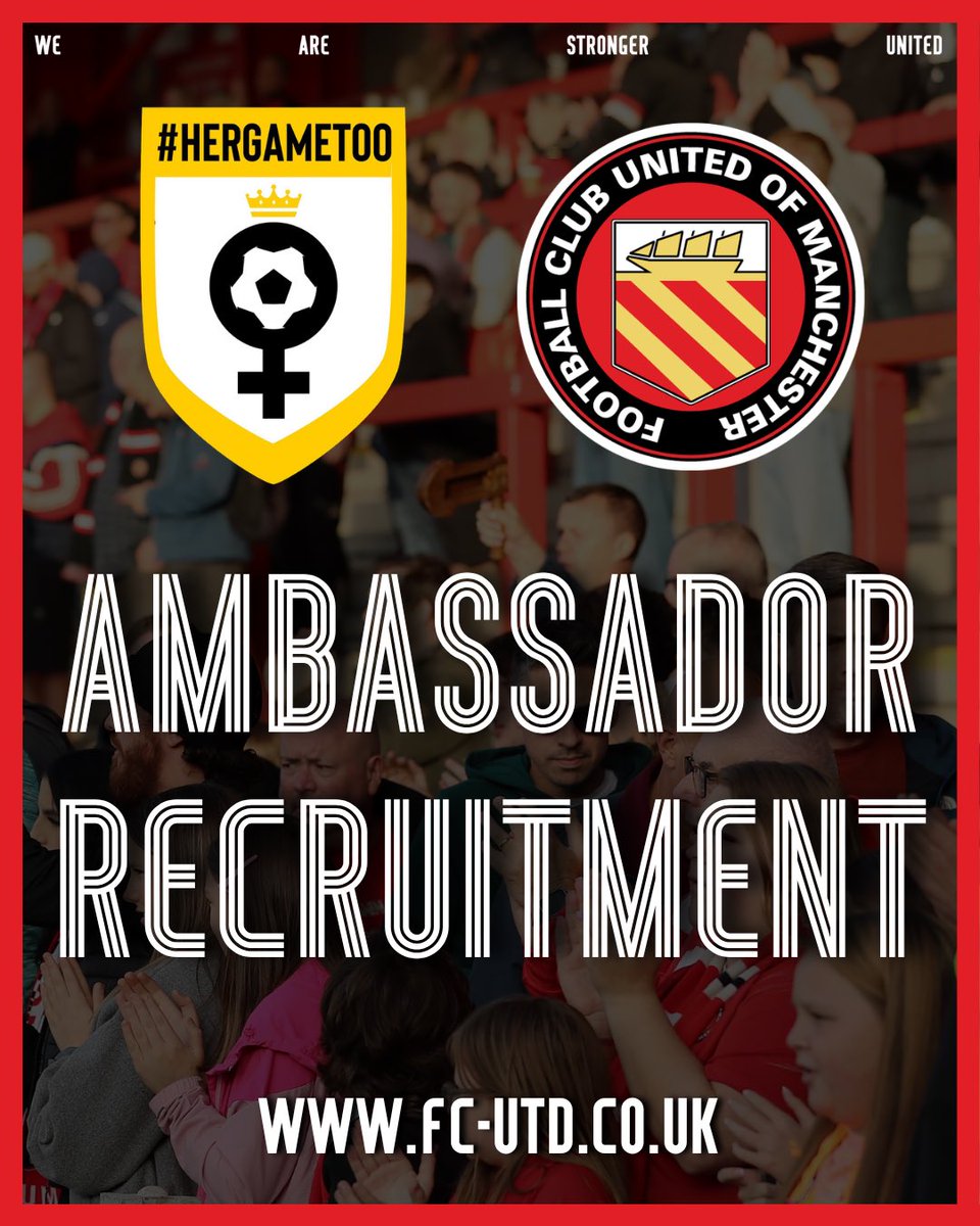 🟡 HER GAME TOO

At FC United, we believe football is for everyone

We’re looking to recruit an additional #HerGameToo Ambassador to help create that positive change across football

Interested? Find out more, and how to apply, here: fc-utd.co.uk/news-story/her…

#WeAreStrongerUnited