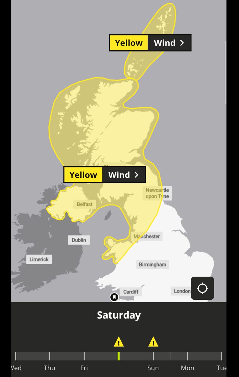 Petagna's tweet image. #Metoffice yellow warnings ⚠️ for #wind issued for Saturday evening through Sunday 

85 to 90mph gusts possible 

#weatheraware
metoffice.gov.uk