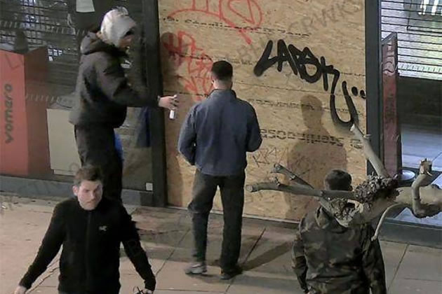 nnhammersmith's tweet photo. Council Releases CCTV Images After Graffiti Spree
Vandals pictured spraying buildings on King Street and Uxbridge Road https://t.co/0kdqAWuASa https://t.co/v2S8tCALkL