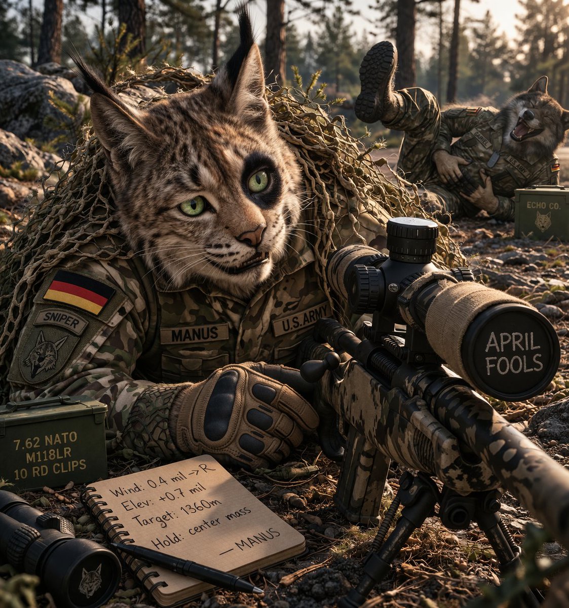 WolfFenris6347's tweet photo. Time to start a new QT: #aprilfools
Since it's first of April and you havent heard a lot about #BravoBase (it was a bit of just regular day to day madness)
I think it's time to start of with a bit of fun. I invite everyone who likes to Join. And for my first victims
@Silvra_art I told you stop stealing my notebook, shocking revelation indeed
@ImHerWolf, I know you hide in there, I want to play a little game...
@tewarijus98782 "looking good"
@OfficialSykesS cooler heads prevail 🤣
Let the prank wars Beginn ...