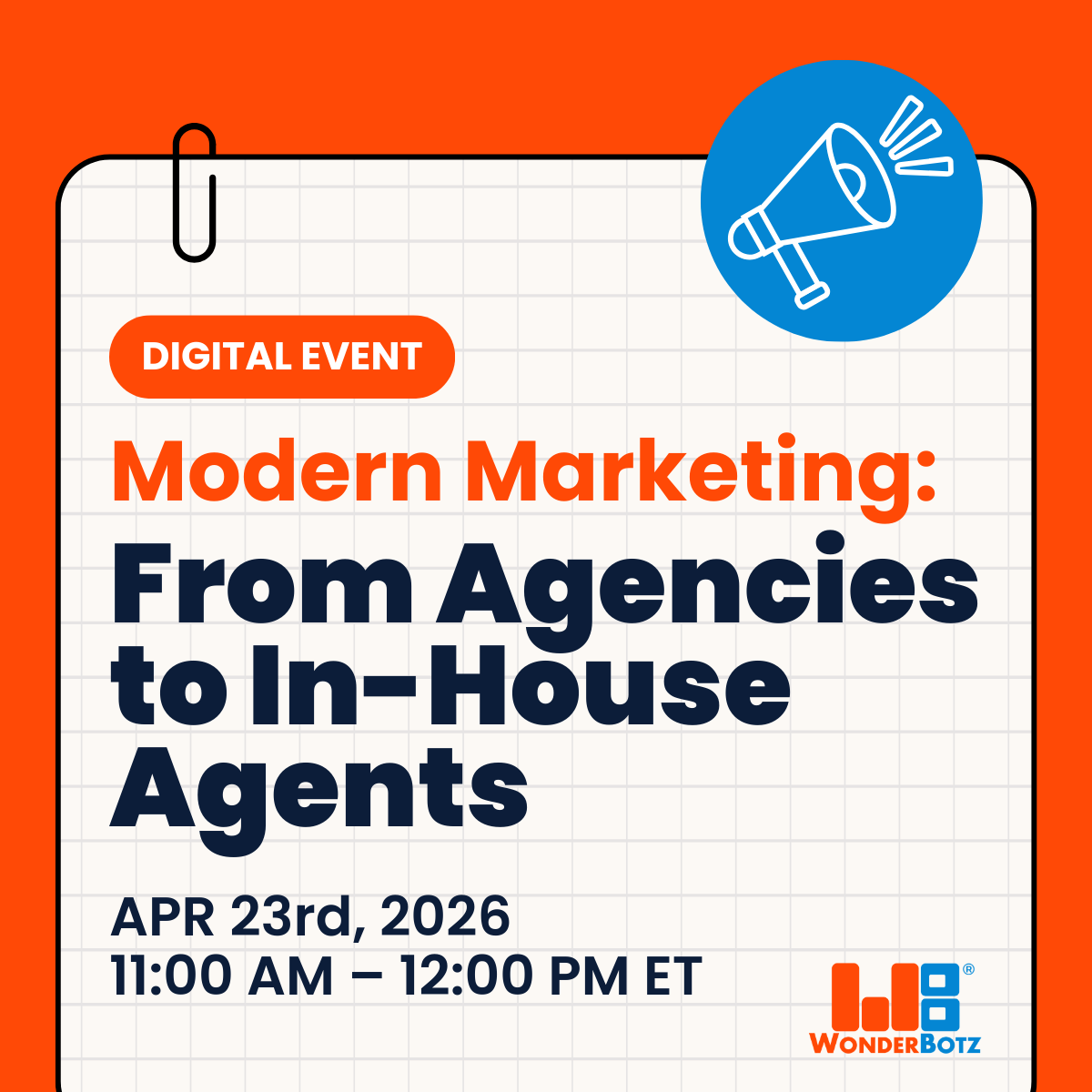 WonderBotz's tweet photo. Marketing teams have spent years scaling with agencies and now, they’re starting to scale with AI. 

Join us on April 23rd to see how CMOs are rethinking agency spend, standardizing content, and building smarter pipeline with AI.

Register now: https://t.co/TGJwEMvNjp

#Webinar https://t.co/8QkXFSRTsv