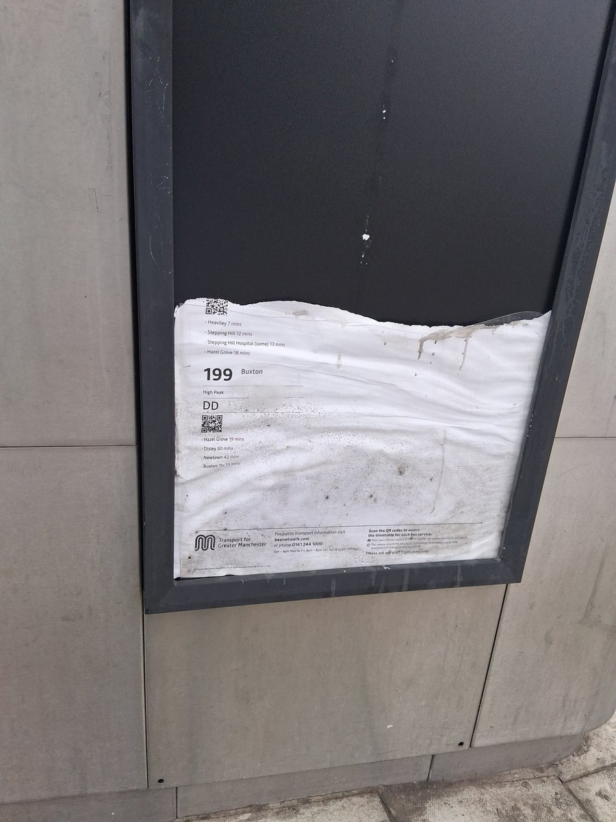 martynt08's tweet photo. @BeeNetwork Bit of a broken glass situation at Mersey Square stop DD eeotu part of the bit being ripped out, it's just to the right of the shelter https://t.co/1VlmEBla3S