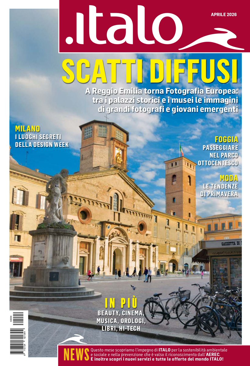 EdiPressTwit's tweet photo. 🔴Italo magazine di aprile è a bordo! 
📸Nel nuovo numero, copertina dedicata a Fotografia Europea in programma a Reggio Emilia. 
All'interno:
🏙️Milano: i luoghi segreti della Design Week
🏞️Foggia: a passeggio nella Villa Comunale
👚 Moda: le tendenze di primavera https://t.co/KPulLFrnRw