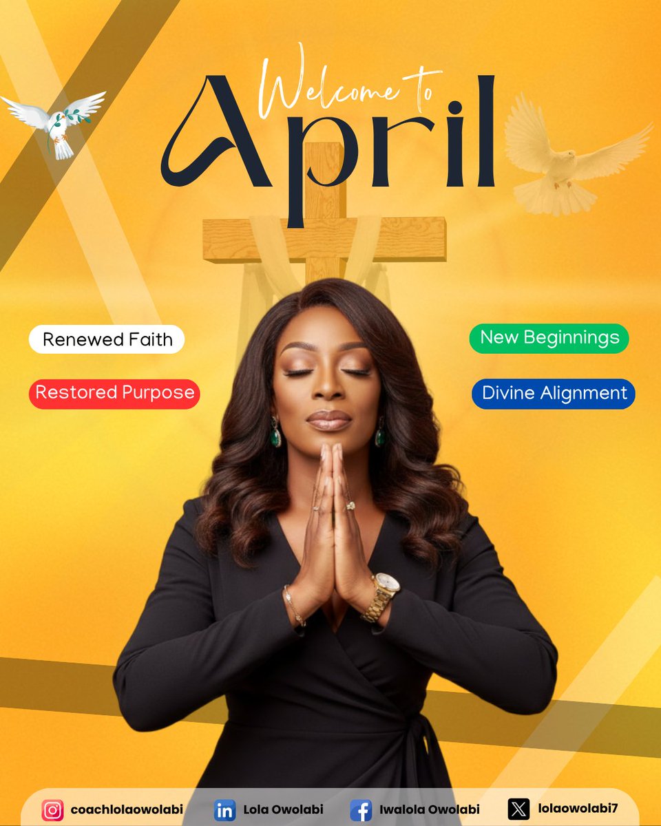lolaowolabi7's tweet image. Each letter in April carries a beautiful message for you.
A — A fresh start
P — A positive mindset
R — Renew your goals
I — Invest in your growth
L — Let God lead

Welcome to your best season yet.

#HappyNewMonth #AprilFoolsDay #1stofApril #WelcometoApril