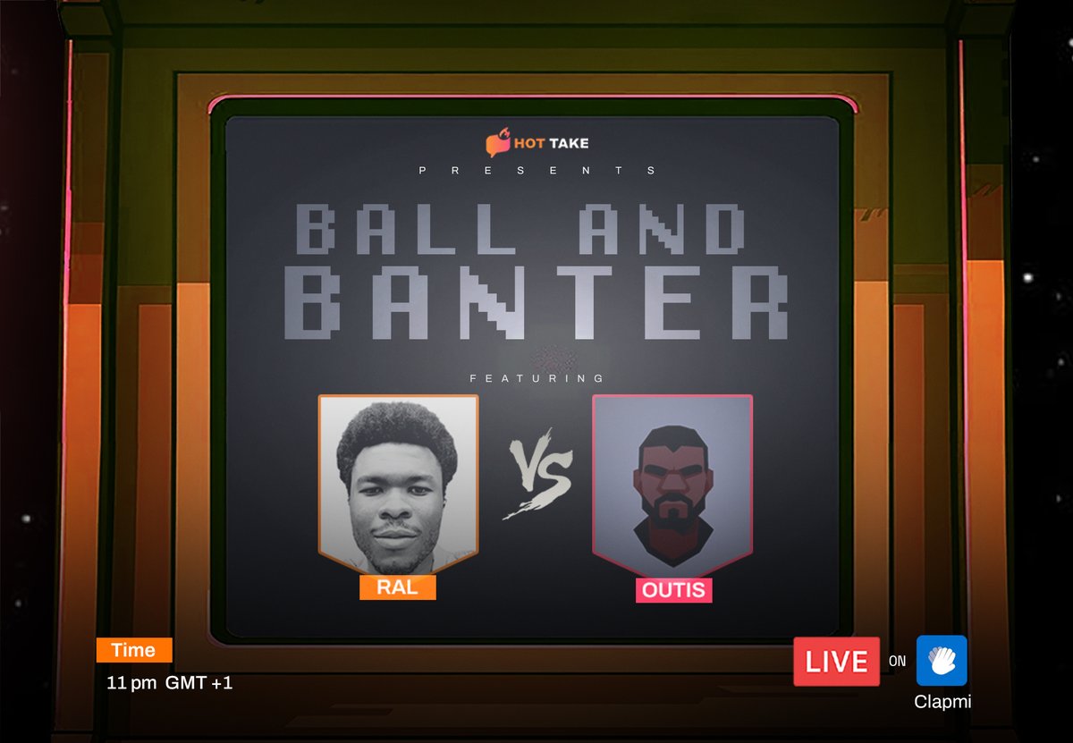 We're bringing all the juicy TL debates on-air.

Hot Take x <a href="/Clapmihq/">Clapmi HQ</a> presents: Ball &amp; Banter.

Watch <a href="/angry__pacifist/">OUTIS (machine/acc)</a> and <a href="/RalAndrewTalks/">Ral Andrew</a> go head-to-head with NBA banter, live predictions and hot takes.

Tune in live for an exclusive link to skip the Hot Take waitlist, and stand