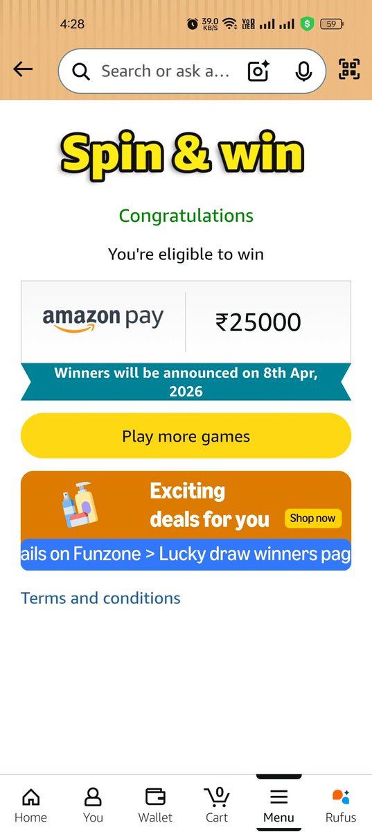 Chiragheruwala1's tweet image. #FunZone #SpinAndWin 
@amazonIN
I hope i win