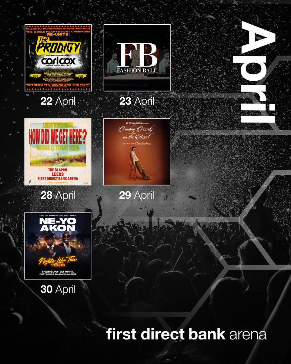 fdarena's tweet image. This April is stacked with incredible events!🔥

We can't wait to welcome you all🤗

See a show you fancy? Check out our website for tickets - bit.ly/4qRpPTw

#whatson #leeds #arena
