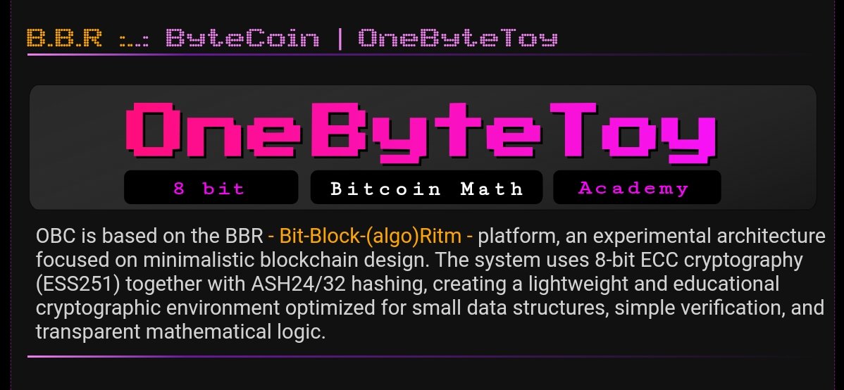 AgamaPoint's tweet photo. #OneByteToy: an experimental platform exploring minimal blockchain design. Built on 8-bit ECC (#ESS251) with #ASH24/32 hashing, it creates a lightweight, educational environment focused on small data, simple verification, and transparent math.
#AgamaPointAcademy - because we can! https://t.co/xdtdmWM8zB