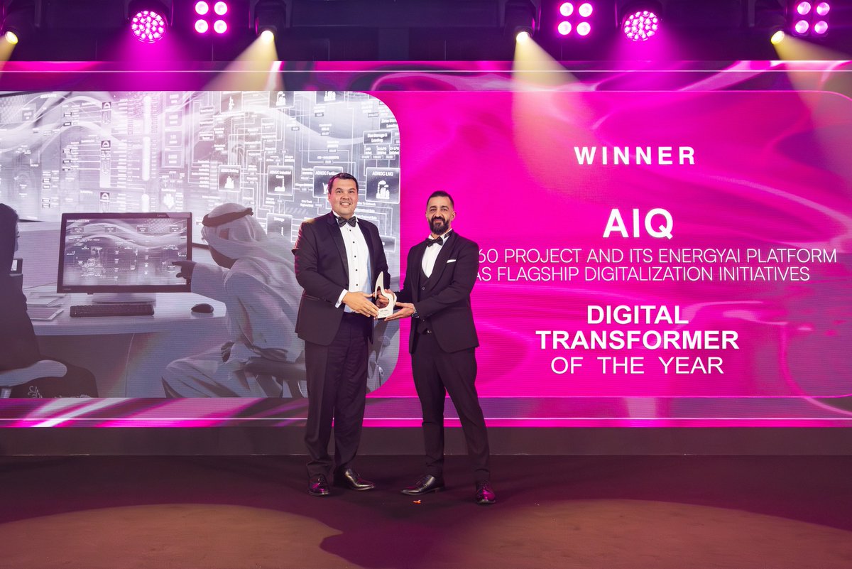 AiqIntelligence's tweet photo. Made possible together.

AIQ has been named Digital Transformer of the Year at the #OilandGasMiddleEast Awards 2026.

Recognized for our #AR360 reservoir visualization and performance application, we want to thank our customers for their ongoing support and shared commitment. https://t.co/JAVwiB8BAs