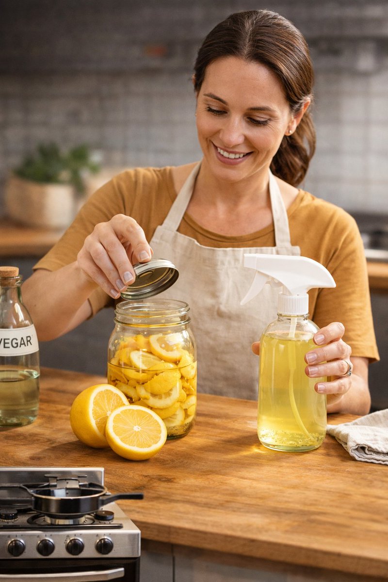 LUVIORIA's tweet image. Most people don’t know this 👇
Put lemon peels in vinegar and let it sit for 1 week, then strain it.

The result is a
✨ grease-cutting
✨ great-smelling
✨ natural cleaning spray

Works amazingly well in the kitchen !!! 🕊️✨

#wednesdayvibe #kitchen 
#GoodAfternoon #home