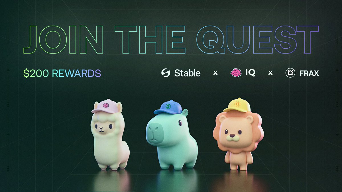 stable_intern's tweet photo. Stable × Frax × IQ are teaming up for a Galxe campaign.

Complete quests. Earn rewards. Explore AI × crypto payments.

Join now 👇

https://t.co/em5kHzw5I3

@fraxfinance @IQAICOM https://t.co/gGyVj5gsXy