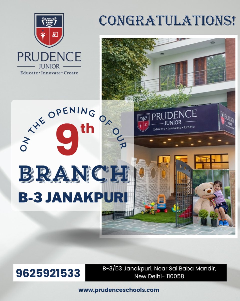 school_prudence's tweet photo. Prudence proudly announces the opening of its 9th Branch- a testament to our unwavering commitment to excellence in education.

With every new beginning, we strengthen our promise to nurture young minds, inspire growth, and create future leaders. https://t.co/53cwrRC15e
