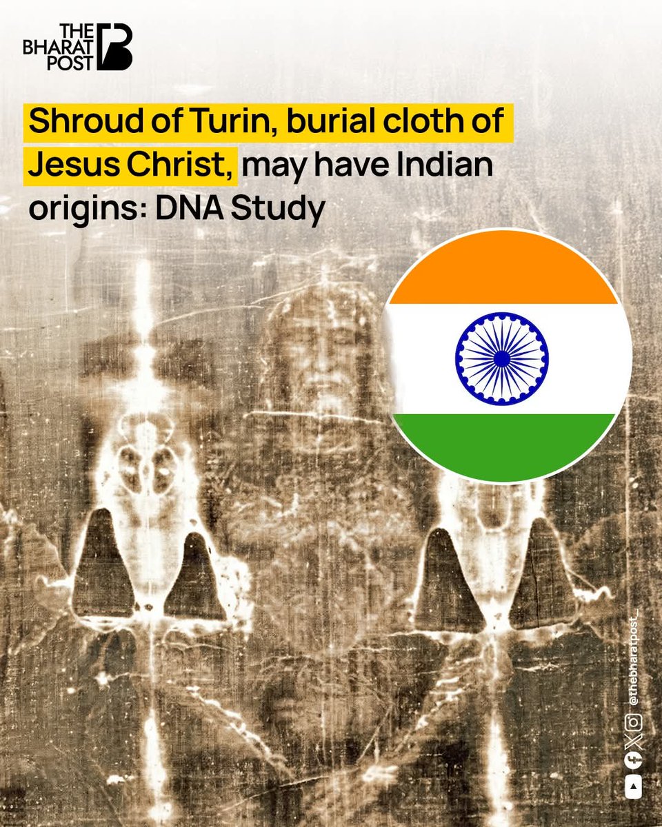 TheBharatPost__'s tweet photo. A new DNA study has added a fresh twist to the mystery of the Shroud of Turin, widely believed to be the burial cloth of Jesus Christ.
#shroud #jesuschrist #dnastudy #Viralnews #thebharatpost https://t.co/jaevboZkBD