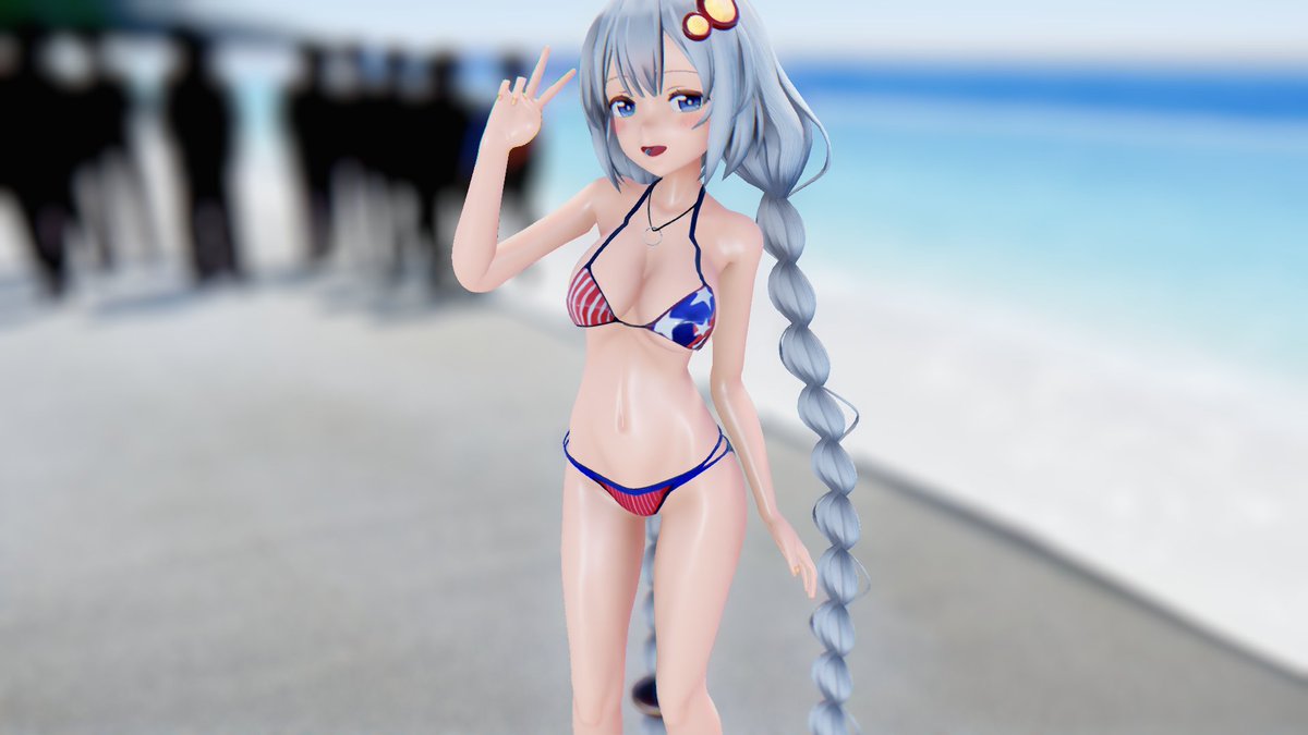 最近星条旗ビキニが流行っていると聞いて
着せたはいいがお蔵入りになっていたので 