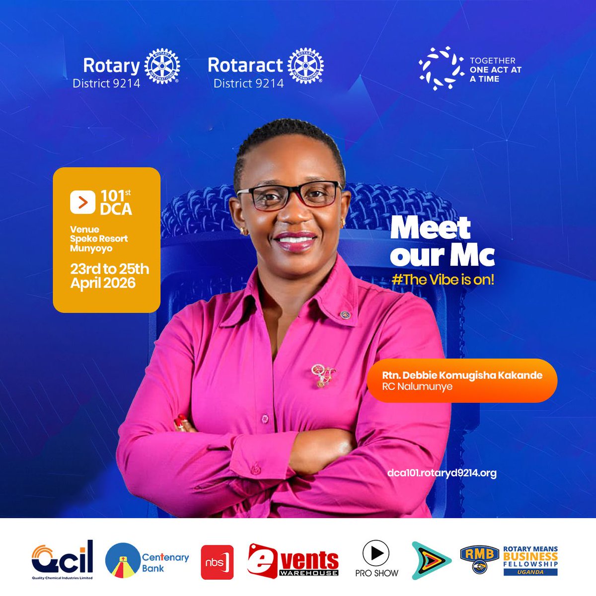 RotaryNalumunye's tweet image. Congratulations President @DebbieKakande upon being chosen as one of the Directors of Ceremonies at the #101DCA this year.

We indeed look forward to vibe!  #Rotary #RotaryD9214 #RotaryVibes #PeopleOfAction