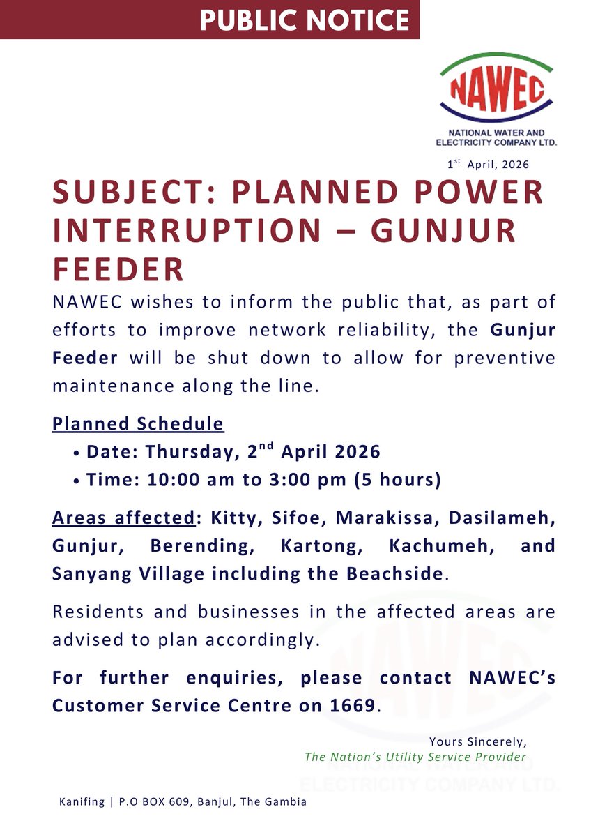 National Water and Electricity Company Limited tweet media