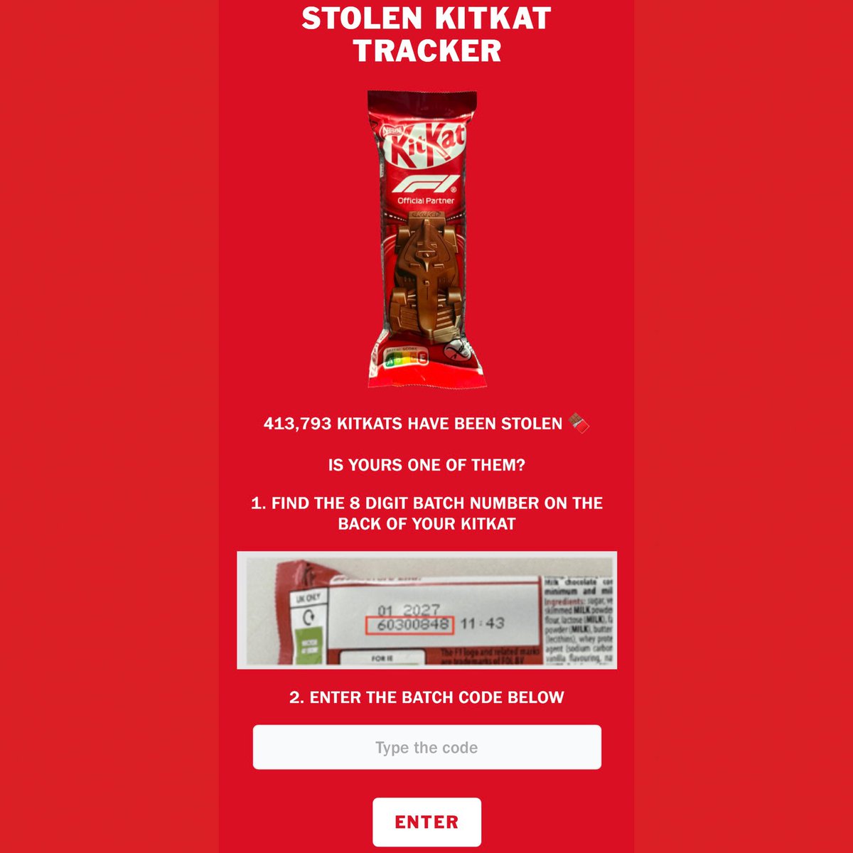 KitKat has launched a Stolen KitKat Tracker in an attempt to find out who stole the 12 tonnes of KitKats.