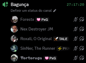 O conceito de ficar todo mundo juntinho mutado no discord