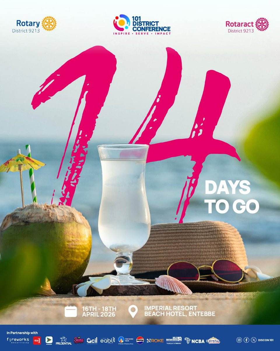 nbstv's tweet image. 14 days to go.

#DISCON101 in Entebbe is just around the corner

The energy, the people, the moments. It’s all coming together.

Are you ready?

#DISCON101  #RotaryEyamba #Unite4GoodD9213  #NBSUpdates