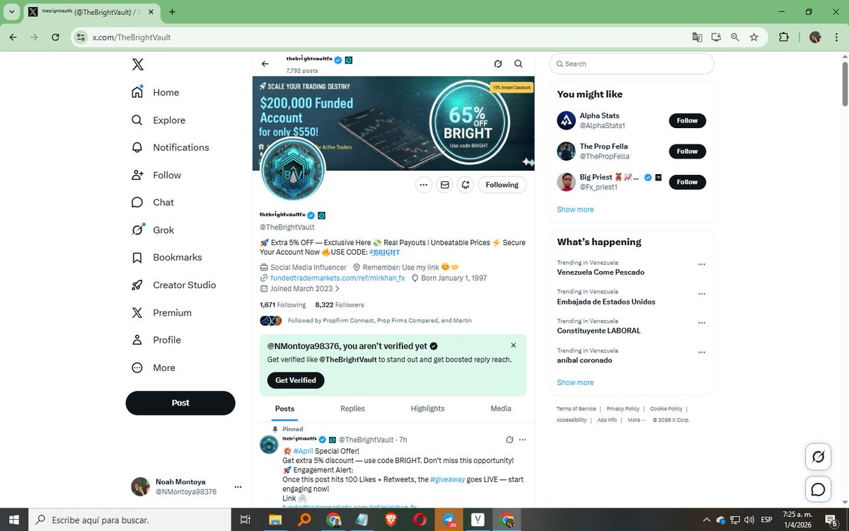 NMontoya98376's tweet photo. @TheBrightVault @nexgenprotrader Thank you for the giveaway.

I'm already participating.

God bless you.

@hafeezullah @syflamrii  @VictorFX47  @Leonelenrique08 @LeoTraderFX1 https://t.co/9CiBgtltvE