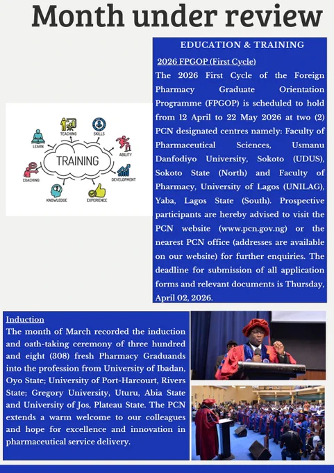 Image from Pharmacy Council of Nigeria (@PCN_Registry)