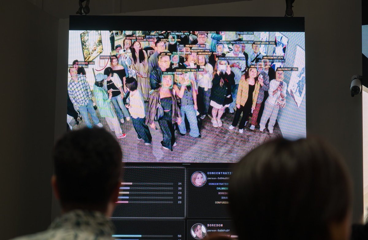 BottoDAO's tweet photo. Numbers from Art Basel Hong Kong:
47,046 emotions recognized. ~16,000 unique visitors. 
Median dwell time: 1.6 minutes.

Most common emotion detected: confusion.
Last emotion before leaving: amusement. https://t.co/VxQfltzJx3