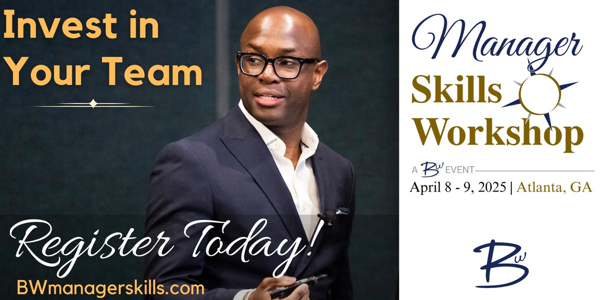 🚨 Register now before seats are gone. 

Manager Skills Workshop hits Atlanta April 8–9, 2026. In 2 powerful days, managers build delegation, coaching, communication, conflict, and performance skills. 

Invest in the leaders who carry your culture. 

BWManagerSkills.com
