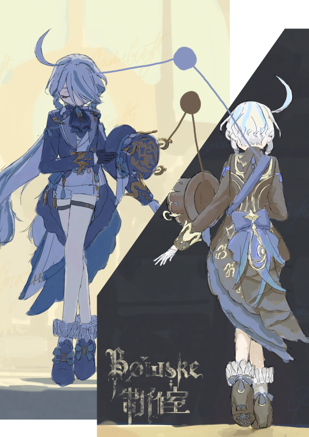 BowskeCraft's tweet image. いわゆる #theDress の配色を拝借して，同じ色が違う色に見えるように描きました