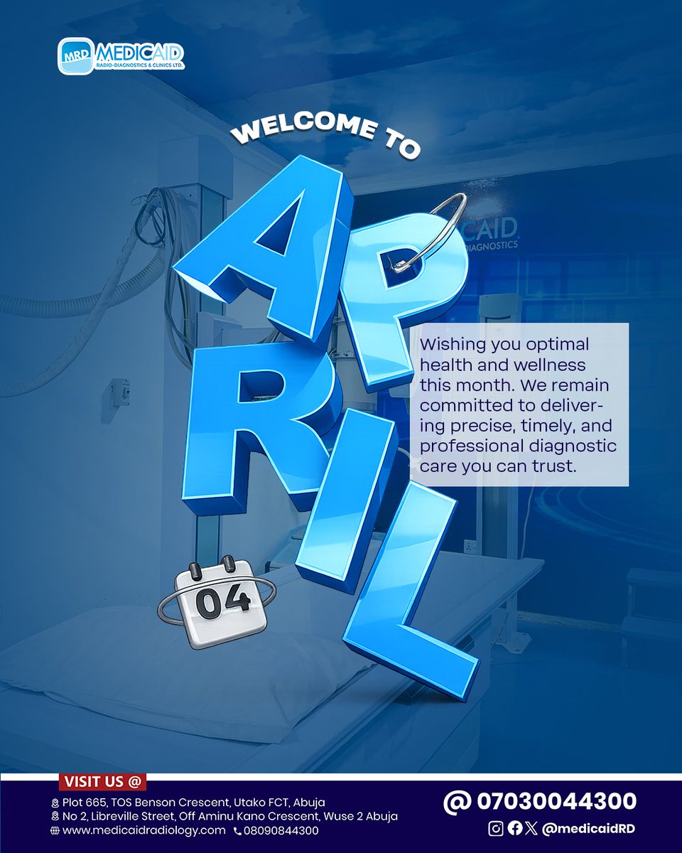 MedicaidRD's tweet image. April 
A new month to stay proactive, informed, and committed to your health.
Your health is our priority — always.
#AprilGoals  #MedicaidAbuja #HealthFirst #NewMonth