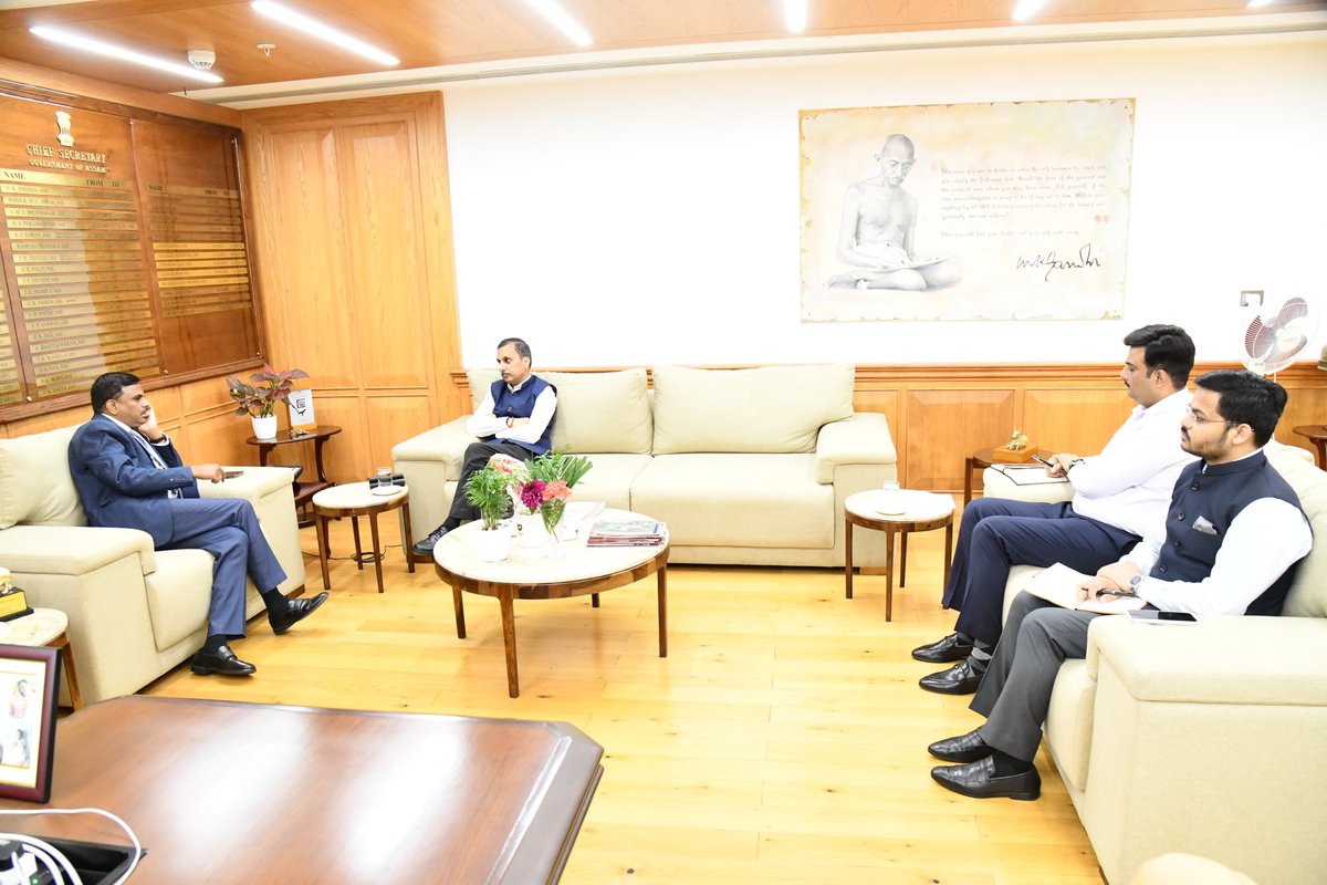 CSAssam_'s tweet photo. It was a pleasure meeting Shri Puneet Agrawal, IFS, Ambassador-designate of India to Thailand, to discuss avenues for strengthening engagement between Assam and Thailand across key sectors.

Our discussions focused on mutually beneficial opportunities in agriculture and allied sectors, recognising Assam’s strong potential in agro-processing to enhance both production-led and market-led linkages. We also explored collaboration in freshwater fisheries, with emphasis on learning from Thailand’s advanced aquaculture practices.

The food processing sector emerged as another key area, given Thailand’s well-developed ecosystem and global trade platforms. Assam’s participation in such forums can help attract investment and boost exports.

Tourism remains a priority, with Assam’s expanding infrastructure, unique tea estate golf courses (“tea-tees”), river cruise circuits, and homestays offering strong potential to attract visitors from Thailand.

We also discussed promoting One District One Product (ODOP) goods, focusing on complementarities for market access and value addition.

Emphasised the importance of sustained knowledge exchange and institutional collaboration. Assam’s improving connectivity, robust infrastructure, and cultural affinities- especially with communities in Upper Assam, provide a strong foundation for deeper engagement with Thailand.

The meeting concluded with a shared commitment to further strengthening ties and exploring concrete avenues for cooperation.

@IndiainThailand