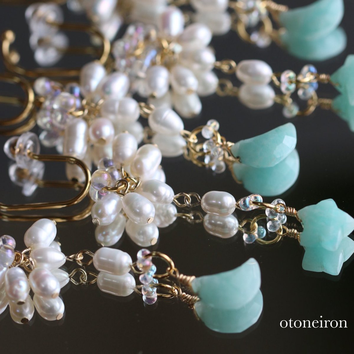 春の夜空のイヤーカフ⭐️🌙

夜空のイヤーカフシリーズの新色です𖧷
アマゾナイトの色味がとっても涼しげで、これからの季節にピッタリのイヤーカフです♡