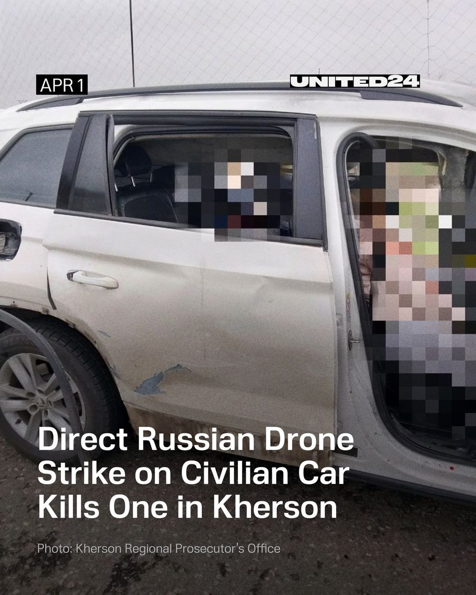 🔴 BREAKING: Russian forces carried out a direct drone strike on a civilian car in Kherson.

Two women were inside at the moment of the attack. One died at the scene, while the other is in intensive care; doctors are currently fighting for her life.
