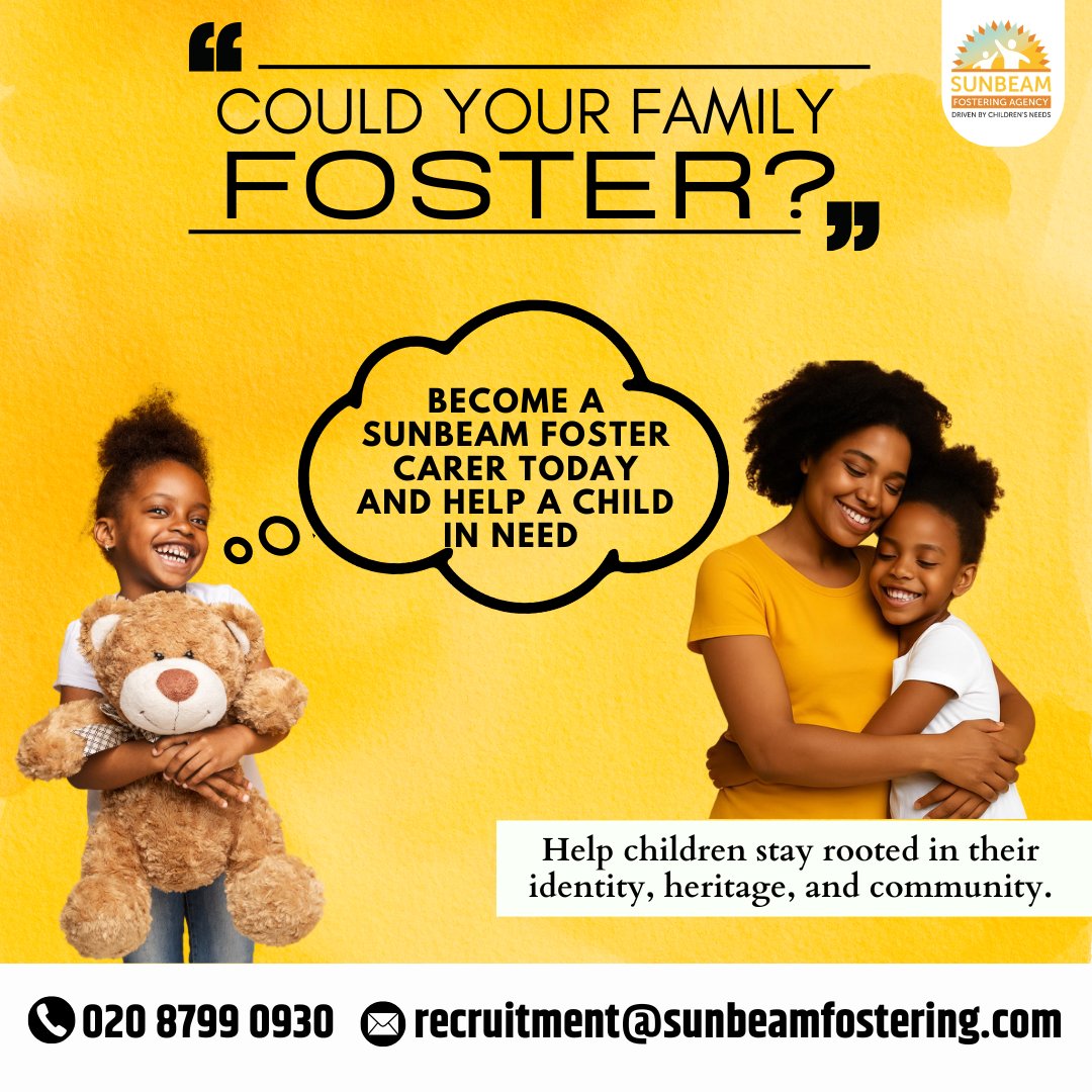 SunbeamFoster's tweet image. We welcome #fostercarers from all backgrounds regardless of ethnicity or sexual orientation What truly matters is your ability to provide a safe loving &amp;amp; supportive home. We are committed to ensuring that all #fosterparents have the resources &amp;amp; support needed to succeed
