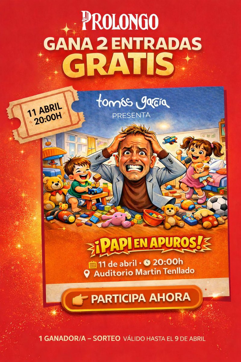 Prolongo1820's tweet image. ¿Te apetece una noche de risas de verdad? 😏

Sorteamos 2 entradas para el espectáculo
“¡Papi en apuros!” de Tomás García

Siguenos en instagram y te contamos como participar.

#Prolongo #SorteoMálaga #Málaga #Teatro #EntradasGratis #PapiEnApuros #PlanesMálaga #Sorteo