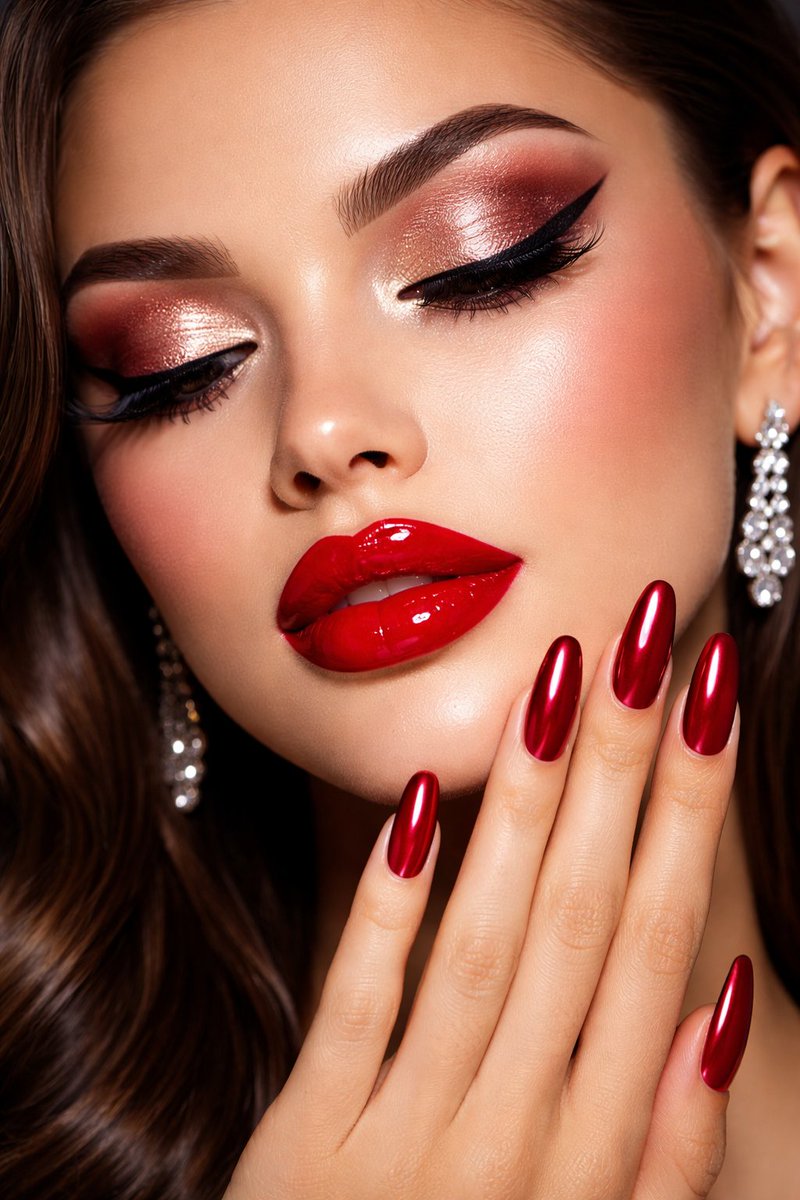 samina12448's tweet image. ✨ Shiny Glam Beauty Look ✨
Turn heads with this stunning glossy red lipstick, metallic eyeshadow, #GlossyLips #MetallicEyeshadow #ChromeNails #BeautyInspo #GlamLook #MakeupGoals #BoldBeauty #MakeupInspiration #FlawlessSkin #RedLips #NailInspo #BeautyTrends #GlamVibes #Pinterest