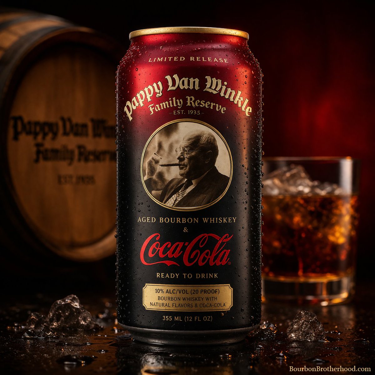 BourbonBrother's tweet image. Buffalo Trace Distillery is releasing this limited edition Pappy Van Winkle Family Reserve blended with Coca Cola, for the ultimate ready-to-drink cocktail.  Have you tried it yet?
.
#bourbon #RTD #cocktails #whiskey #pappyvanwinkle #cocacola #coke
